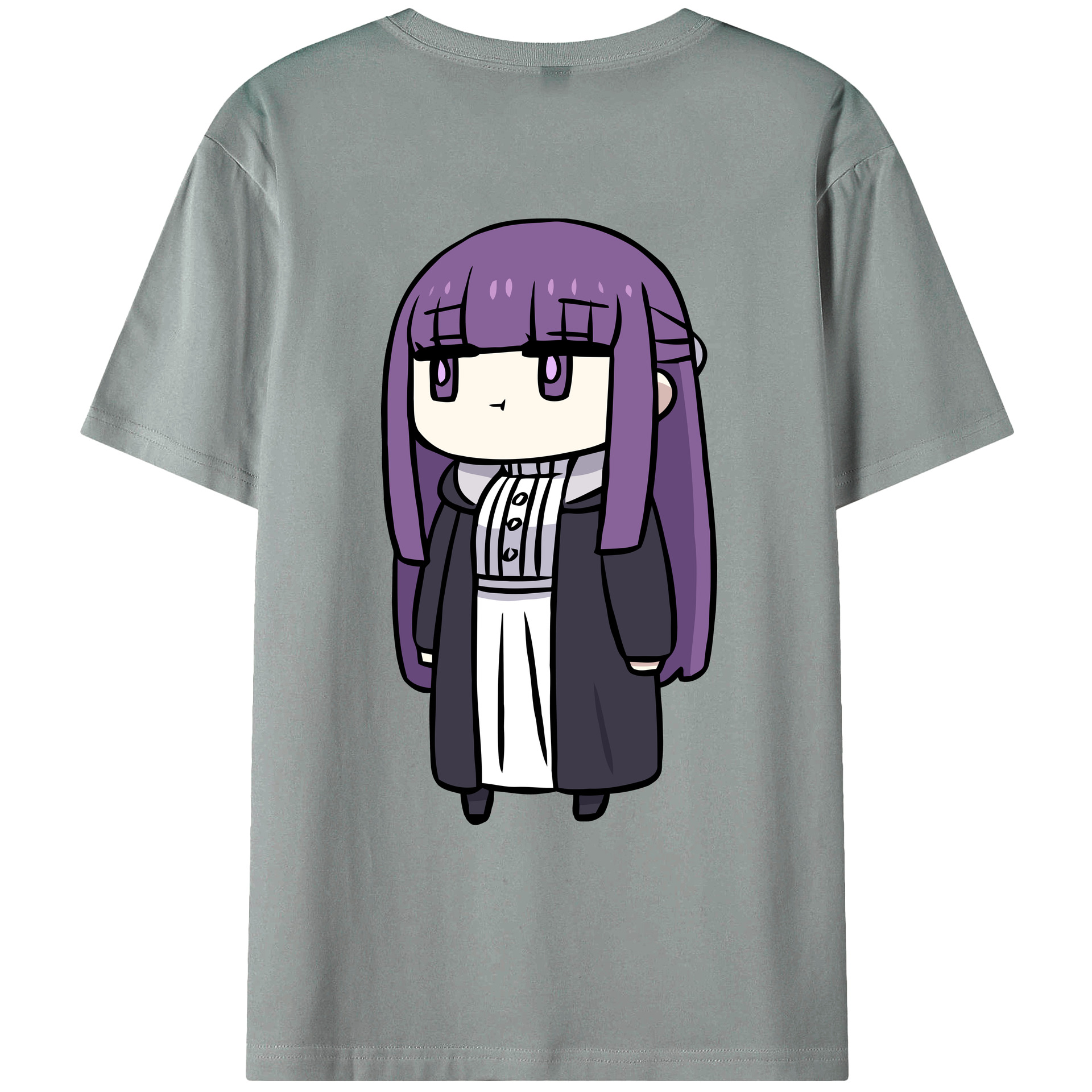 （画像用） 葬送のフリーレン Frieren 綿100％ メンズ半袖Tシャツ（バックプリント） 通気性